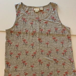 Cynthia Rowley XL Linen Tank with Flamingos